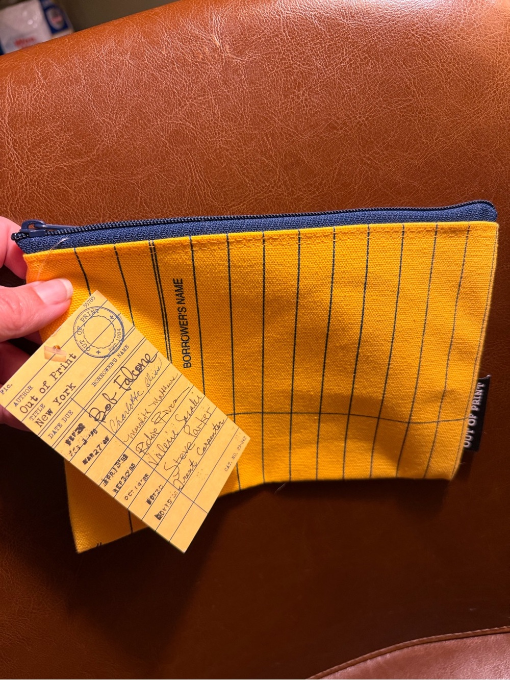 Pencil Case or Cosmetic Pouch: Vintage Library Checkout Page Design